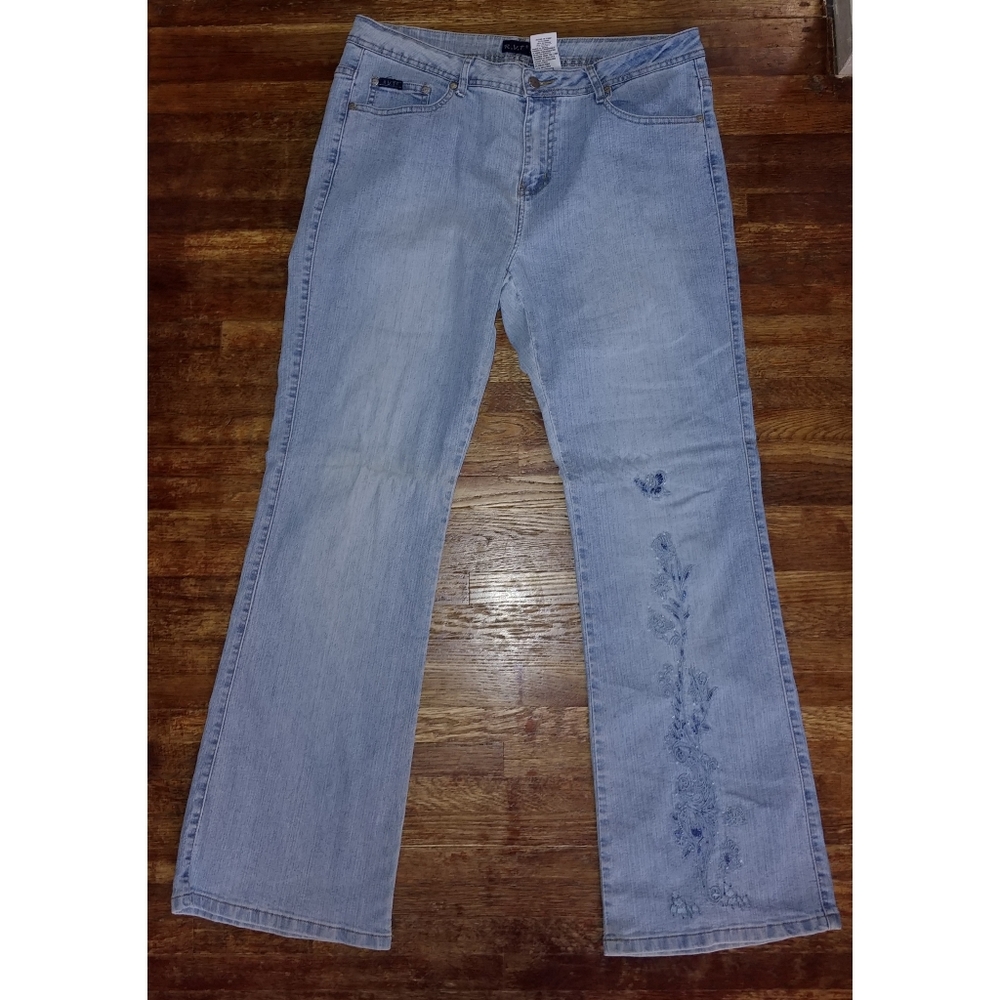 R.V.T. Jeans Co flare jeans with flower decals